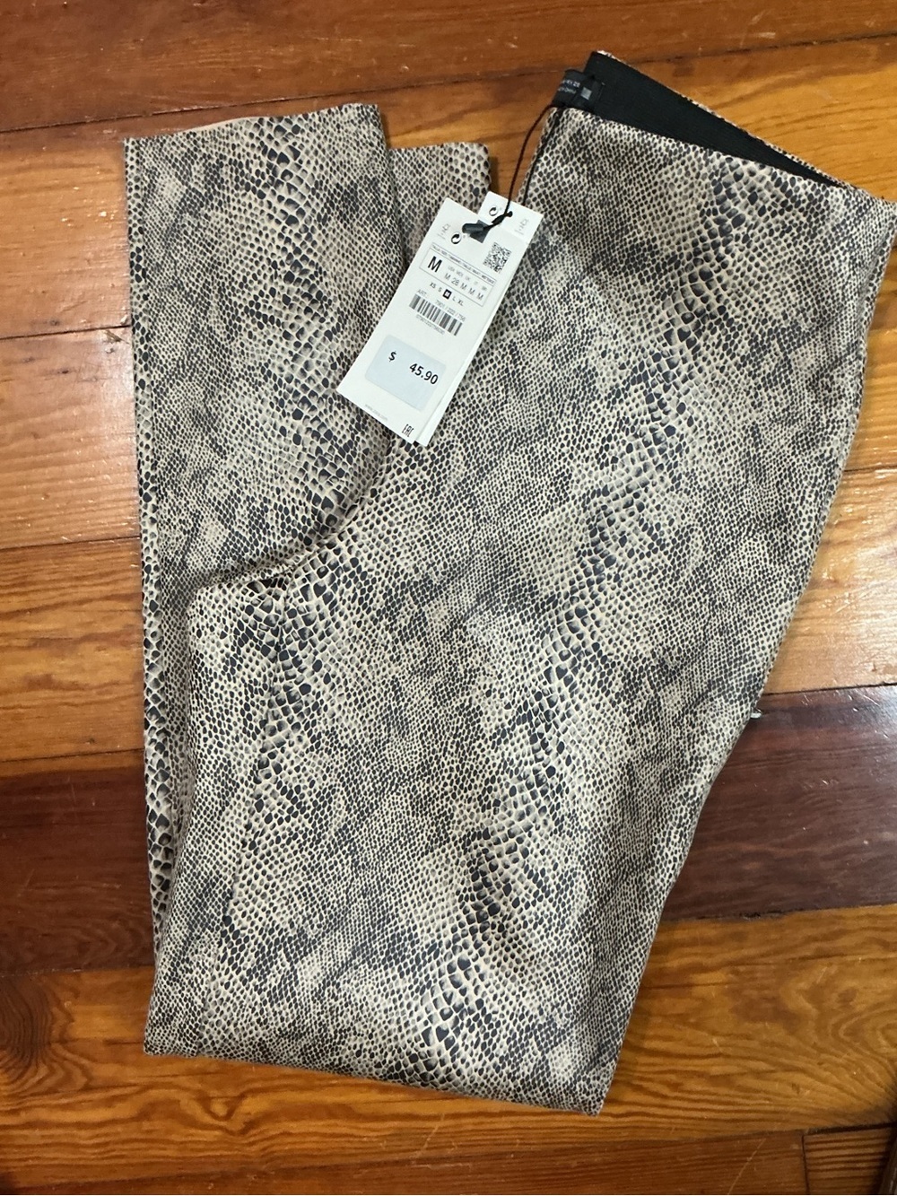 Zara Pull On Snake Print Leggings Size Medium Elastic Waistband - Snake - Animal